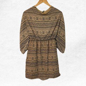 Large Hello Miss Brown Black Aztec Mini Dress